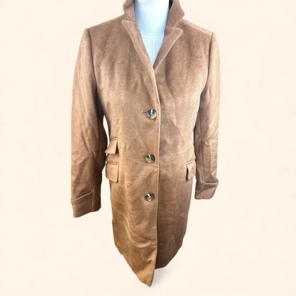 Lauren Ralph Lauren NWT 2 Petite Wool Blend Button Front Classic Coat Camel